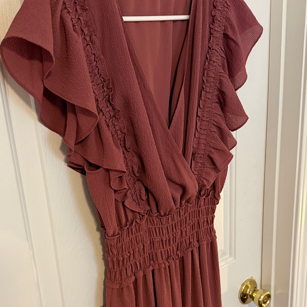 Max Studio Mauve/Rose Women’s Crepe Flutter Sleeve Maxi Dress Size XL - Picture 5 of 8